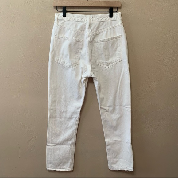 Agolde Riley High Rise Straight Crop Distressed Jeans in Slant White Size 26 - Picture 7 of 12